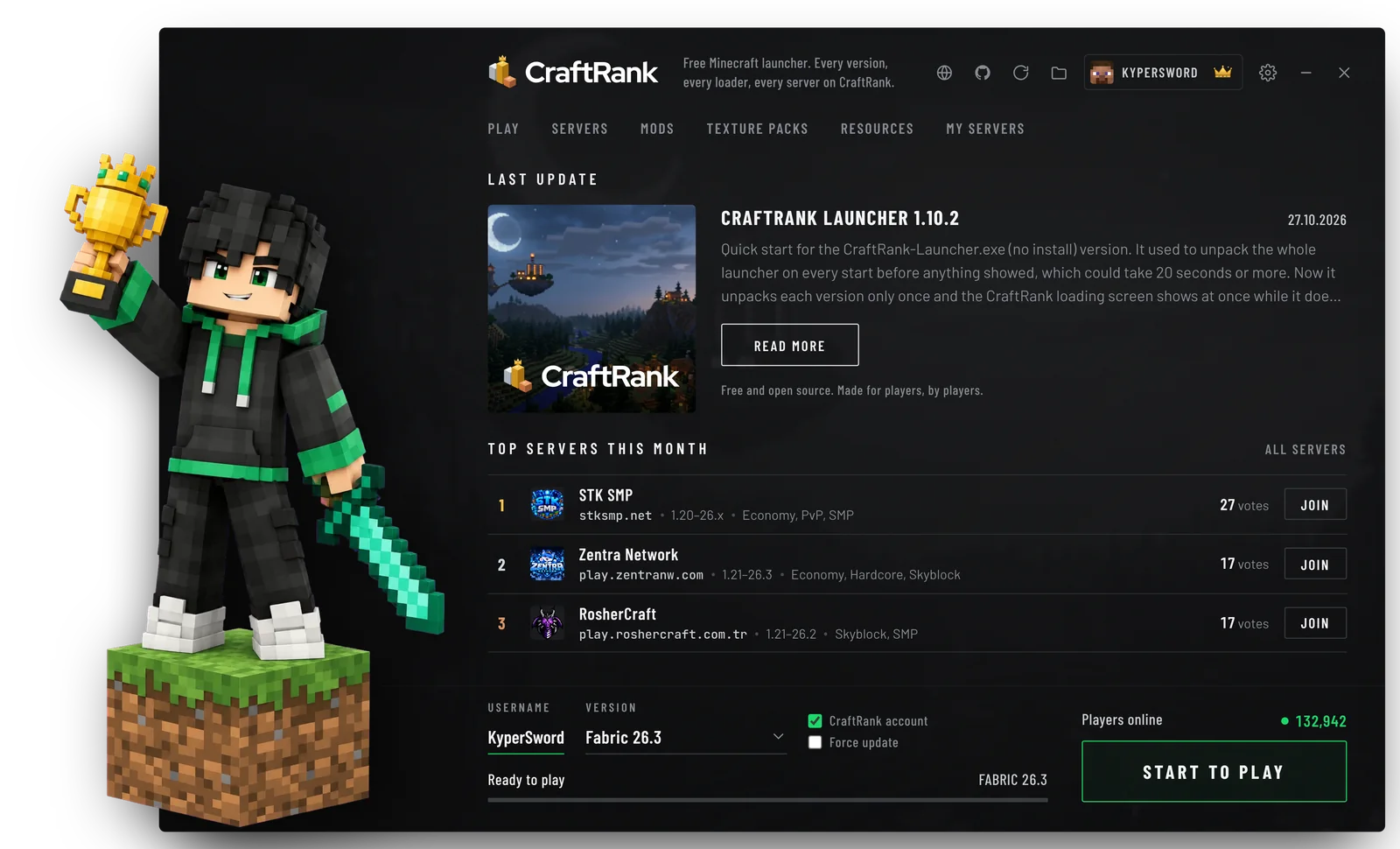 Minecraft Paper Page CraftRank Launcher: Free Minecraft Launcher for Windows